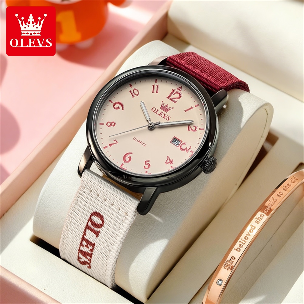 Canvas Strap Watch - Reloj de cuarzo OLEVS, nuevo, moderno,