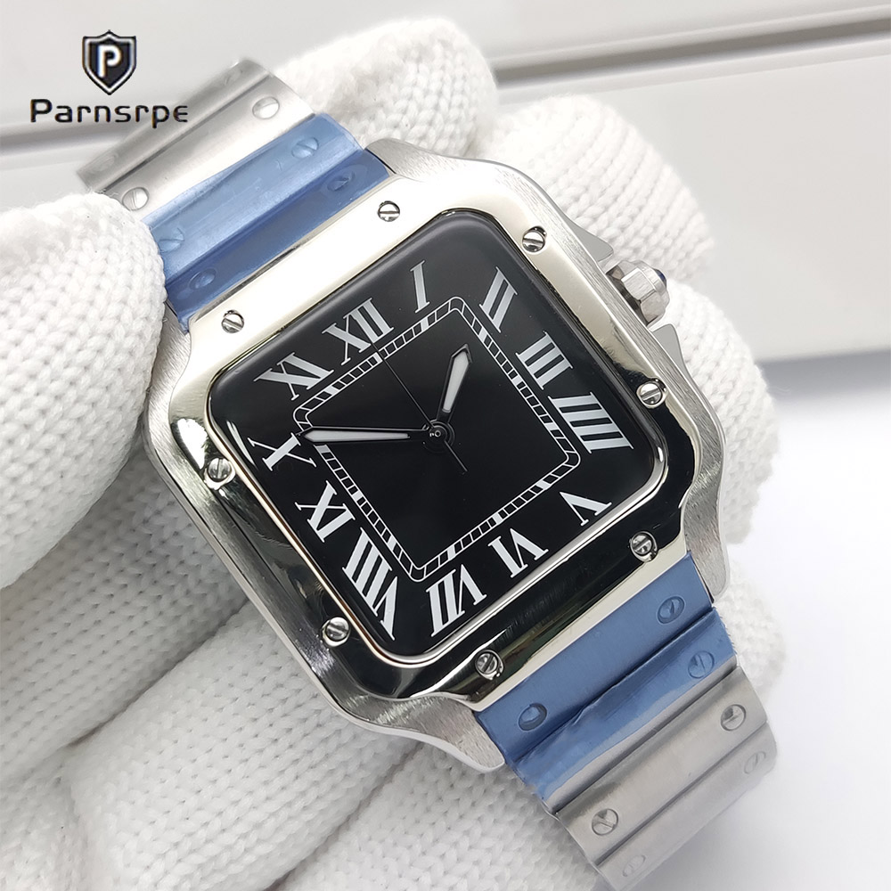 Cartier Watch Santos - Relojes para Hombre con Caja Cuadrada,