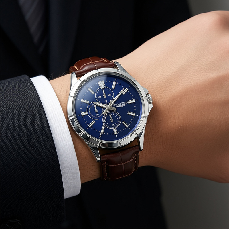 Reloj de Cuarzo Cronógrafo par - Leather Watch Band Men reseña y precio