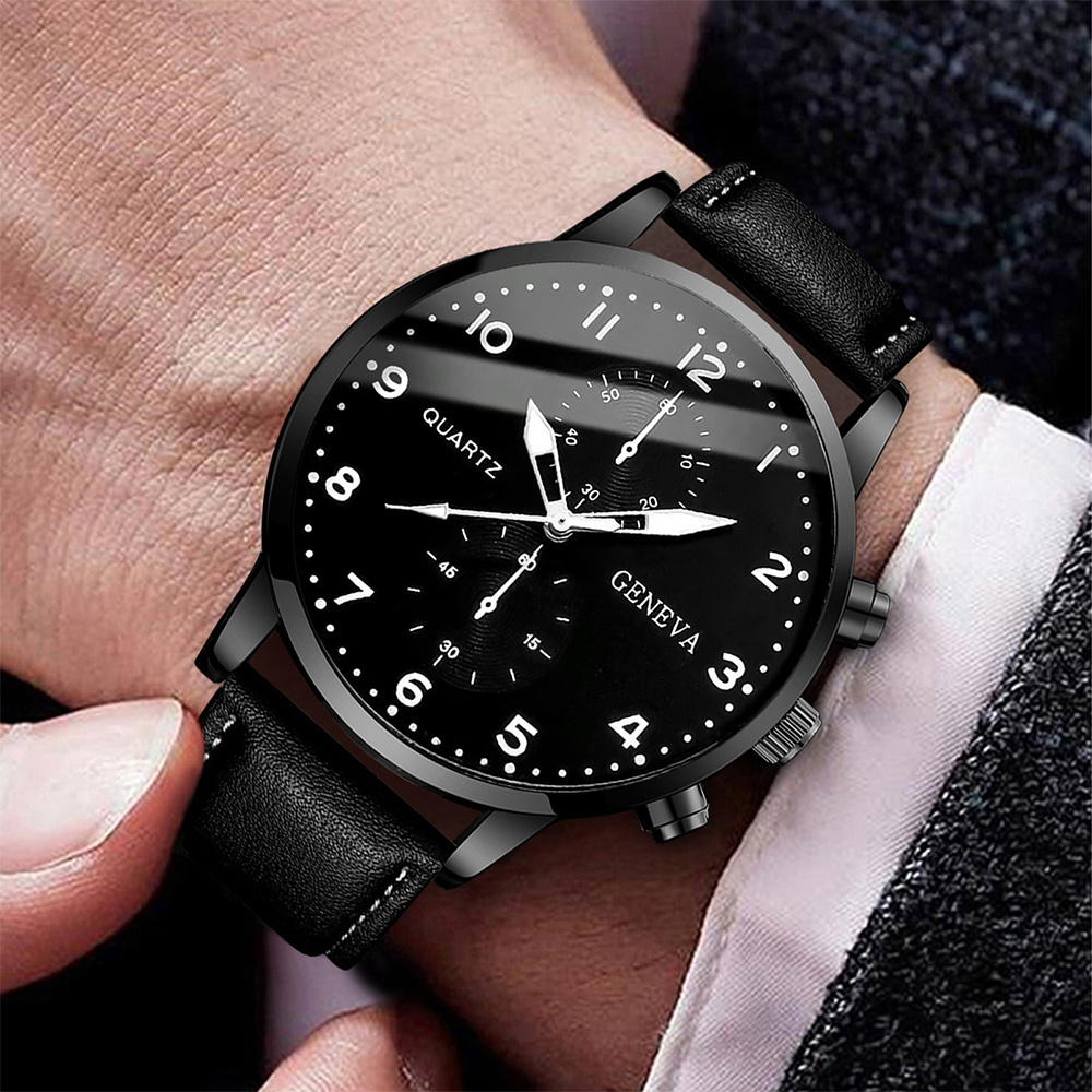 Reloj de cuarzo con correa de  - Leather Watch Band Men reseña y precio