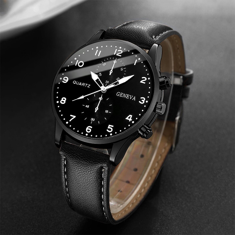 Reloj de cuarzo con correa de  - Leather Watch Band Men reseña y precio